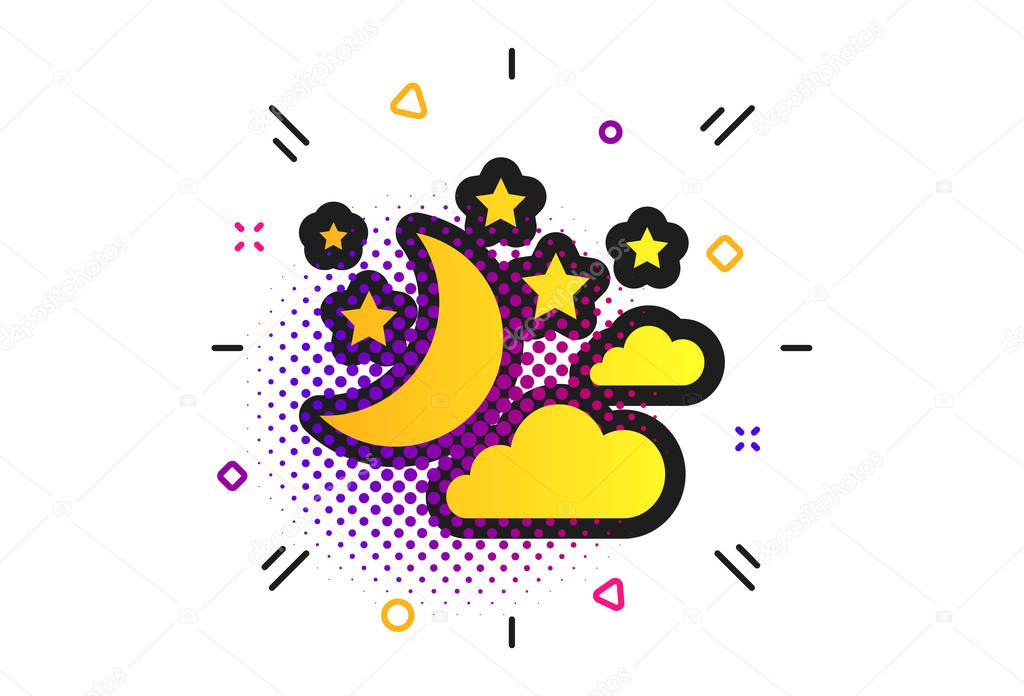 Moon, clouds and stars sign icon. Dreams symbol. Vector
