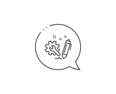 Mühendislik satır simgesi. Cogwheel ve Wrench takım işareti. Vektör