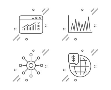 Web trafiği, çok kanallı ve çizgi grafik simgeleri ayarlandı. Dünya parası 