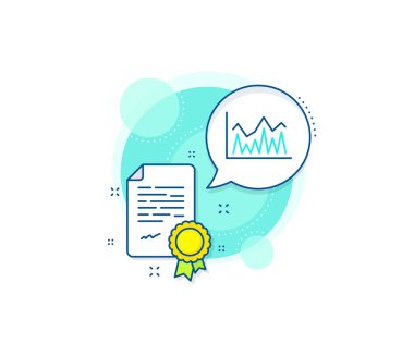Finansal büyüme grafiği işareti. Sertifika kompleksi simgesi. Çizgi çizelgesi simgesi. Borsa simgesi. Sertifika veya diploma belgesi. Yatırım tabelası. Vektör