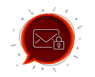 Posta satırı simgesini emniyete al. Gölgeli sohbet balonu. Özel Mesaj yazışmaları. E-posta sembolü. İnce satır güvenli posta simgesi. Vektör