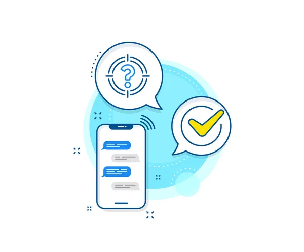 Richt Symbool Telefoonberichten Complex Pictogram Doelwit Met Vraagteken Lijn Icoon — Stockvector