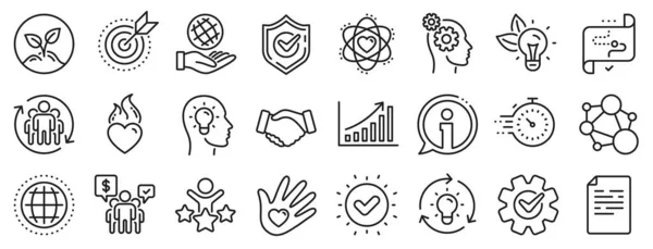 Integrity Target Purpose Strategy Core Values Line Icons Trust Handshake — Stock Vector