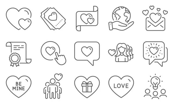 Set Love Icons Love Letter Friends Chat Mine Diploma Ideas — Stock Vector