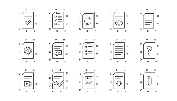 Rapport Checklist Downloadbestand Documentlijn Pictogrammen Lees Het Bericht Lineaire Pictogram — Stockvector