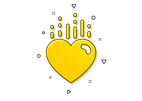 爱的情感标志 心脏图标 情人节的象征 黄色圆圈图案 经典的心脏图标 几何元素 — 图库矢量图片