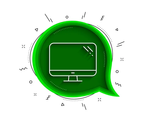 Computer line icon. Chat bubble with shadow. PC component sign. Monitor symbol. Thin line computer icon. Vector