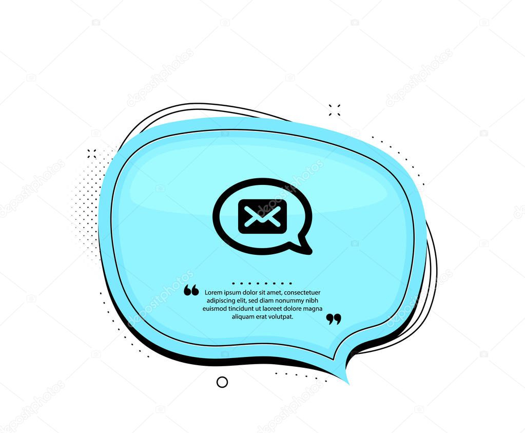 Mail icon. Quote speech bubble. Messenger communication sign. E-mail symbol. Quotation marks. Classic messenger icon. Vector