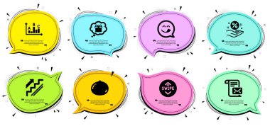 Yükselt, kredi ver ve mektup imzala. Tırnak içinde sohbet baloncukları. Macadamia cevizi, araştırma sonuçları ve hediye rüya çizgisi simgeleri hazır. Nefis bir gülümseme, merdivenlerin sembolleri. Vejetaryen yemeği, en iyi cevap. Vektör