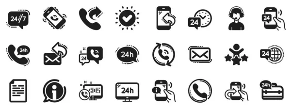 Set Callback Feedback Call Support Chat Message Icons Processing Icons — Stockvektor