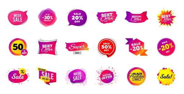 Sale Banner Tags Discount Price Badge Promotion Coupon Templates Black — Stock Vector