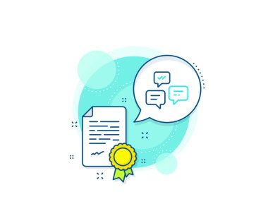 Konuşma ya da SMS işareti. Sertifika kompleksi simgesi. Sohbet Mesajları satırı simgesi. İletişim sembolü. Sertifika veya diploma belgesi. Sohbet Mesajları işareti. Vektör
