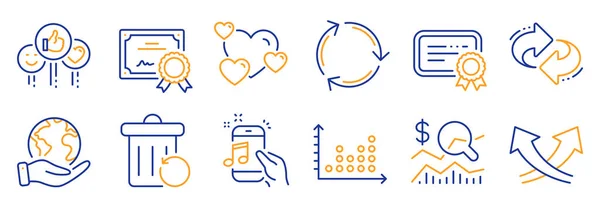 Eine Reihe Von Technologie Symbolen Wie Recycling Punktdiagramm Zertifikat Rettet — Stockvektor