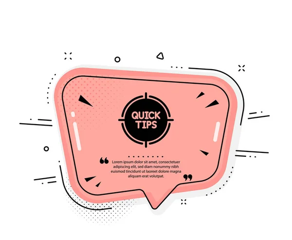 Quick Tips Aim Icon Quote Speech Bubble Helpful Tricks Target — Stock Vector