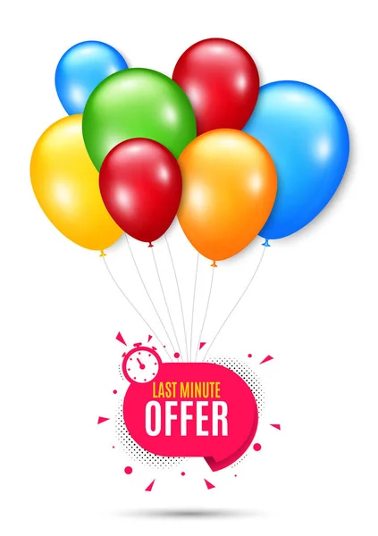 Last Minute Badge Bunch Balloons Badge Hot Offer Chat Bubble — Stock Vector