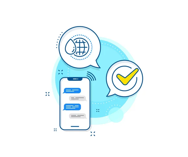 Schoon Waterdruppelbord Telefoonberichten Complex Pictogram Wereld Waterlijn Icoon Vloeibaar Symbool — Stockvector