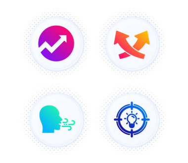 Kavşak okları, Denetim ve Solunum egzersiz simgeleri basit ayarlar. Yarım tonlu noktalı düğme. Fikir işareti. Değişim, Ok grafiği, nefes. Çözüm. Bilim seti. Vektör