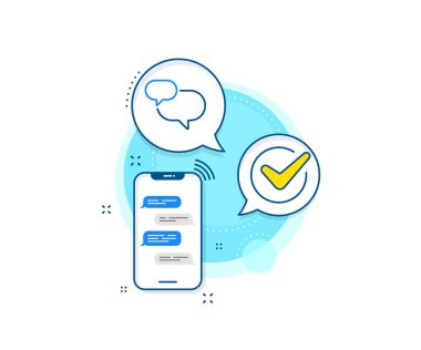 Konuşma balonu işareti. Telefon mesajları kompleks simgesi. Sohbet satırı simgesi. Sosyal medya mesaj sembolü. Haberci sohbet ekranı afişi. Sohbet mesajı işareti. Vektör