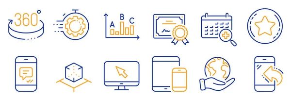 一套技术图标 如Seo定时器 Internet等 拯救地球 忠诚的明星 放大的现实 360度 调查结果 移动设备 接听电话 — 图库矢量图片
