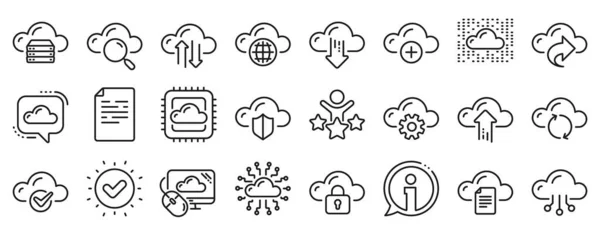 Ensemble Hébergement Données Informatiques Icônes Stockage Fichiers Données Cloud Icônes — Image vectorielle