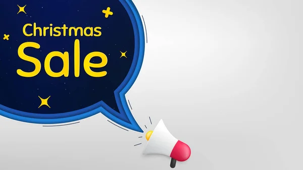 Noel Indirimi Konuşma Baloncuklu Megafon Pankartı Özel Fiyat Tabelası Reklam — Stok Vektör