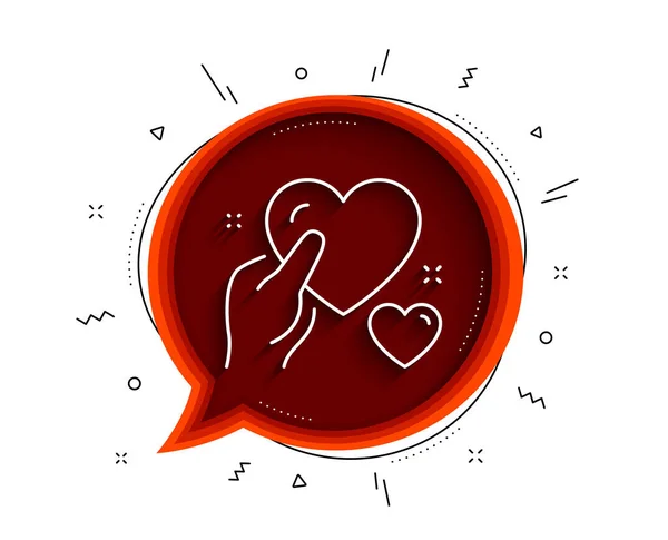 Hold Heart Line Icon Chat Bubble Shadow Care Love Emotion — Stock Vector