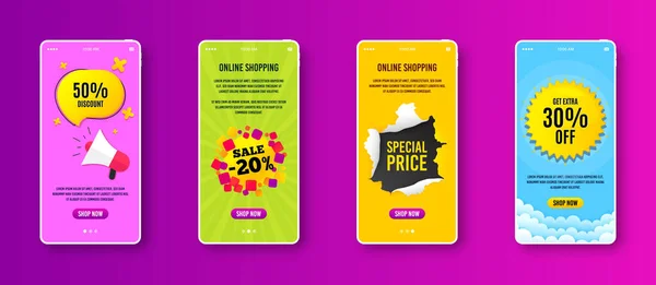 Sale Percent Badge Phone Screen Banner Discount Banner Shape Coupon — Stock Vector