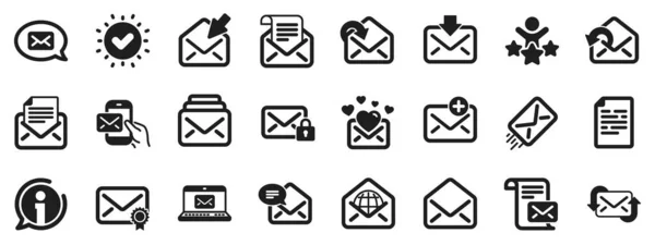 Newsletter Mail Dokument Korrespondenz Symbole Mail Icons Empfangene Post Sichere — Stockvektor