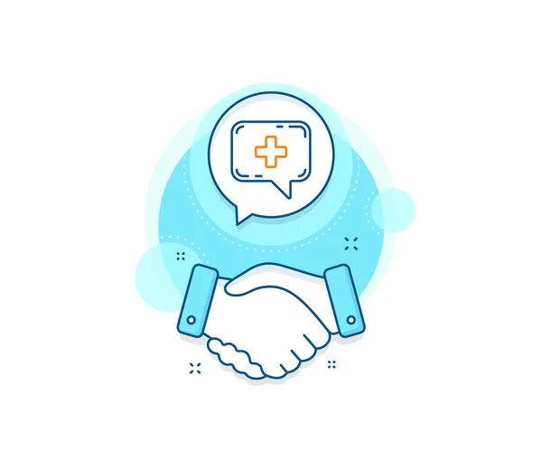 Medical help sign. Handshake deal complex icon. Medicine chat line icon. Agreement shaking hands banner. Medical chat sign. Vector