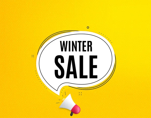 Winter Sale Megaphone Banner Chat Bubble Special Offer Price Sign — Stock Vector