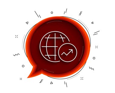 Dünya İstatistik Çizgisi simgesi. Gölgeli sohbet balonu. Rapor çizelgesi ya da satış büyüme işareti. Veri analizi grafik sembolü. İnce çizgili dünya istatistik simgesi. Vektör