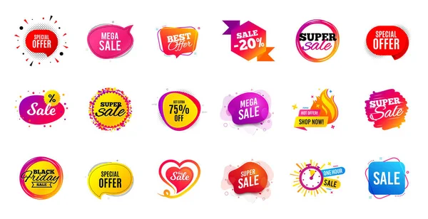 Sale Offer Banner Discounts Price Tags Coupon Promotion Templates Black — Stock Vector