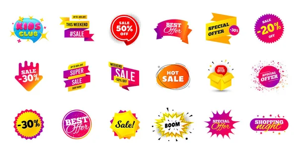 Sale Banner Tags Discount Price Badge Promotion Coupon Templates Black — Stock Vector