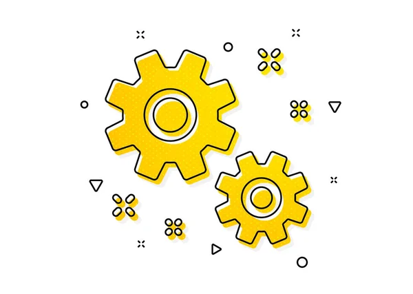 Zakelijk Management Teken Haak Icoon Cogwheel Tandwielsymbool Gele Cirkels Patroon — Stockvector