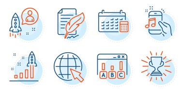 Tüylü imza, müzik telefonu ve internet tabelaları. Başlangıç, Kupa ve Anket sonuçları satır simgeleri ayarlandı. Takvim, Kalkınma Planı sembolleri. Geliştirici, Kazanan Kupa. Eğitim ayarlandı. Vektör