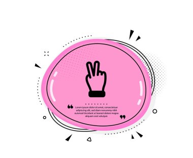 Zafer el ikonu. Konuşma baloncuğu. İki parmak izi. Jest sembolü. Tırnak işaretleri. Klasik zafer el ikonu. Vektör