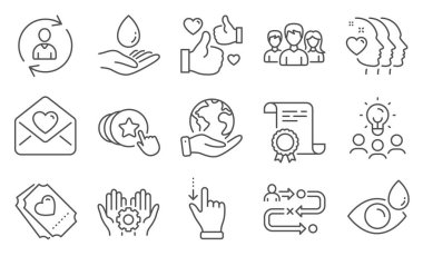 Dokunmatik ekran jesti, Friends çifti gibi insan simgeleri. Diploma, fikirler, gezegeni kurtarmak. İşçi el, aşk bileti, kalbini tut. Göz damlası, su gibi. Vektör