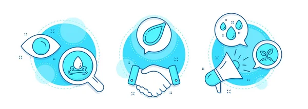 Rainy Weather Water Splash Startup Line Icons Set Handshake Deal — Stock Vector