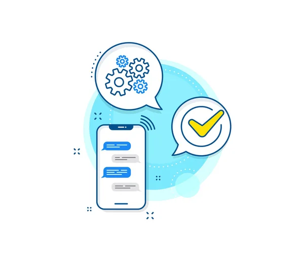 Gereedschapsbord Telefoonberichten Complex Pictogram Cogwheel Line Icoon Cog Gear Symbool — Stockvector