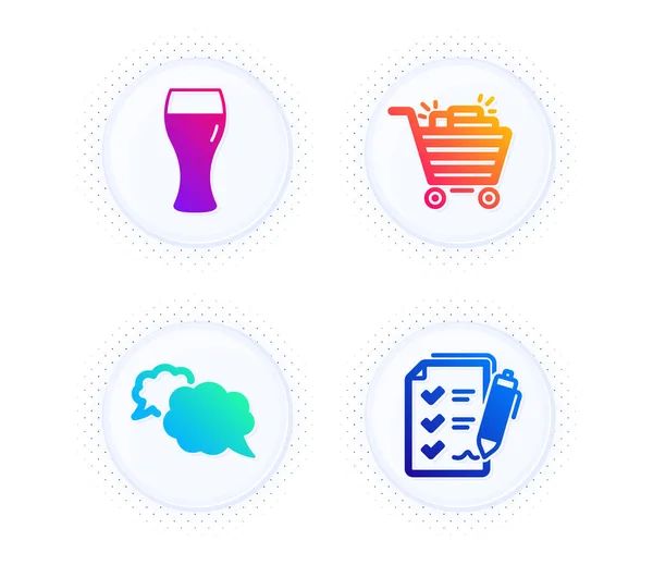 Shopping Cart Beer Glass Messenger Icons Simple Set Button Halftone — Stock Vector