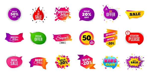 Vente Étiquettes Bannière Insigne Prix Réduit Modèles Coupons Promotion Black — Image vectorielle