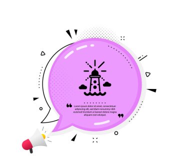 Deniz feneri ikonu. Konuşma baloncuğu. İşaret kulesi işareti. Projektör bina sembolü. Tırnak işaretleri. Klasik deniz feneri ikonu. Vektör