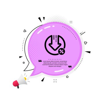 Kredilerin yüzde biri simgeyi azaltır. Konuşma baloncuğu. İndirim tabelası. Kredi yüzdesi sembolü. Tırnak işaretleri. Klasik kredi yüzde ikonu. Vektör