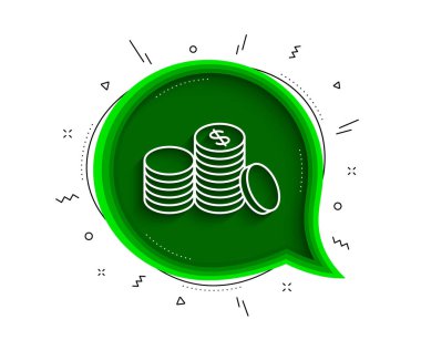 Madeni para çizgisi simgesi. Gölgeli sohbet balonu. Bankacılık işareti. Para sembolü. İnce bankacılık para ikonu. Vektör
