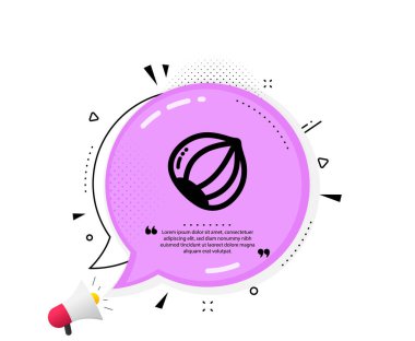 Fındık ikonu. Konuşma baloncuğu. Lezzetli tabela. Vejetaryen gıda sembolü. Tırnak işaretleri. Klasik fındık ikonu. Vektör