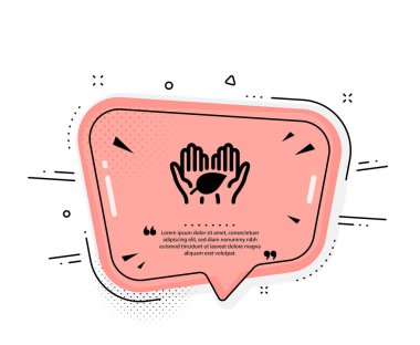 Adil ticaret ikonu. Konuşma baloncuğu. Biyolojik kozmetik işareti. Organik test sembolü. Tırnak işaretleri. Klasik adil ticaret ikonu. Vektör