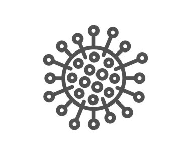 Coronavirus çizgi simgesi. Covid-19 pandemik virüs işareti. Corona virüsü sembolü. Kalite tasarım elemanı. Düzenlenebilir felç. Doğrusal Coronavirus simgesi. Vektör