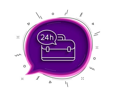24 saatlik servis hattı simgesi. Gölgeli sohbet balonu. Yardım işaretini destekle. Geri bildirim sembolü. İnce çizgi 24 saat hizmet simgesi. Vektör