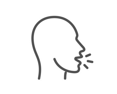 Öksürük çizgisi simgesi. Coronavirus belirtileri. Grip, hapşırma ya da pnömoni sembolü. Kalite tasarım elemanı. Düzenlenebilir felç. Doğrusal Öksürük Simgesi. Vektör