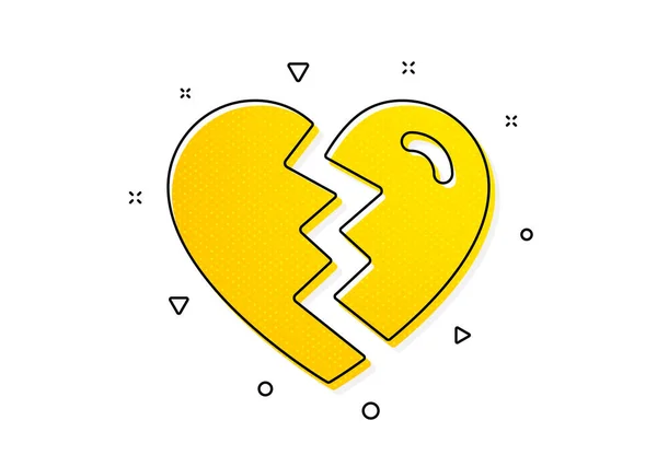 離婚届 愛のアイコンを分割します バレンタインデーのシンボル 黄色い丸模様 古典的なアイコンを分割します 幾何学的要素 ベクトル — ストックベクタ